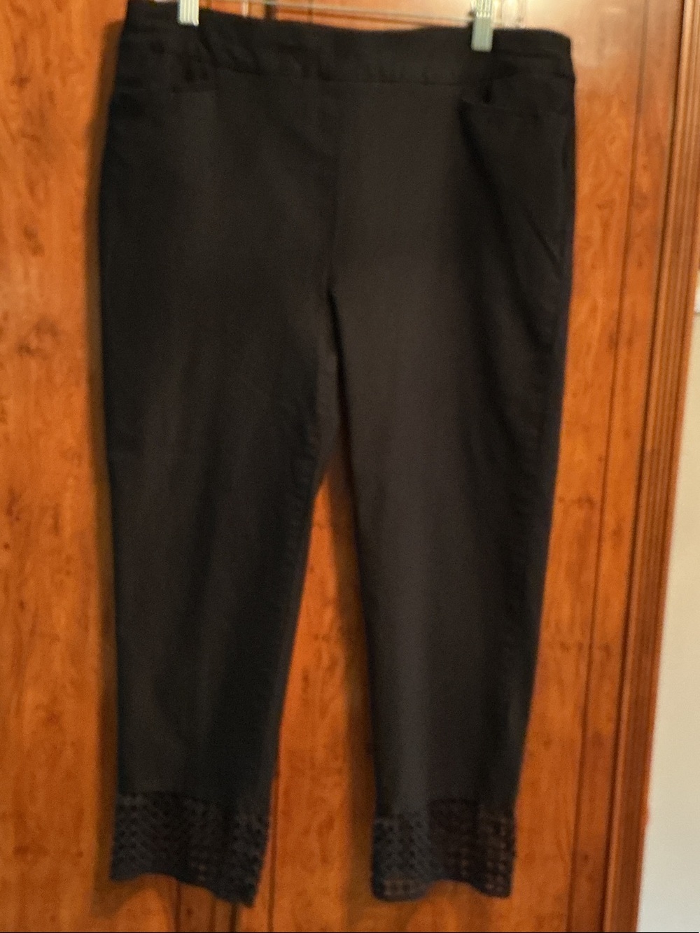 Chico's Black Cropped Pants with Crochet Hem